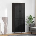vidaXL Highboard 2 pcs Čierny dub Konštrukčné drevo a sklo