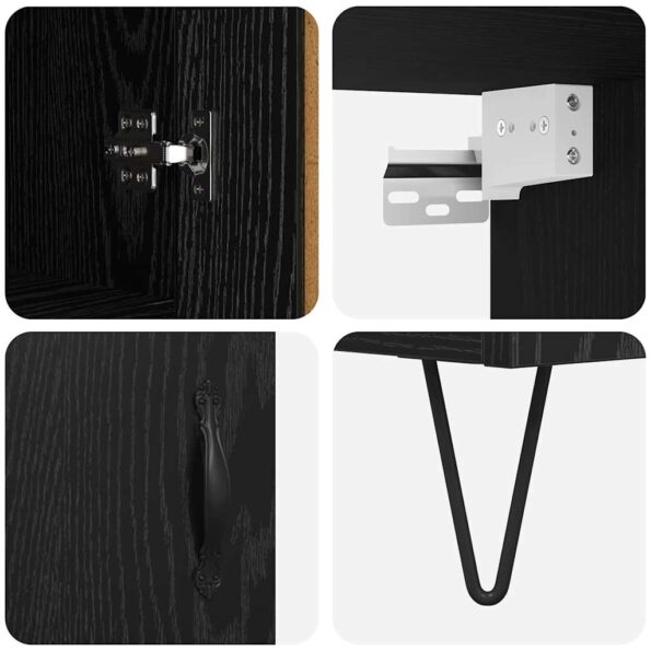 vidaXL Highboard 2 pcs Čierny dub Konštrukčné drevo a sklo – Obrázok 11