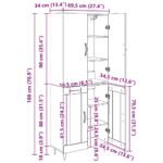 vidaXL Highboard 2 pcs Čierny dub Konštrukčné drevo a sklo – Obrázok 13
