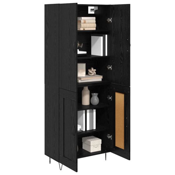 vidaXL Highboard 2 pcs Čierny dub Konštrukčné drevo a sklo – Obrázok 3