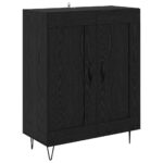 vidaXL Highboard 2 pcs Čierny dub Konštrukčné drevo a sklo – Obrázok 6