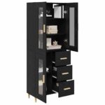 vidaXL Highboard Čierny dub 69,5 x 34 x 180 cm Kompozitné drevo – Obrázok 3