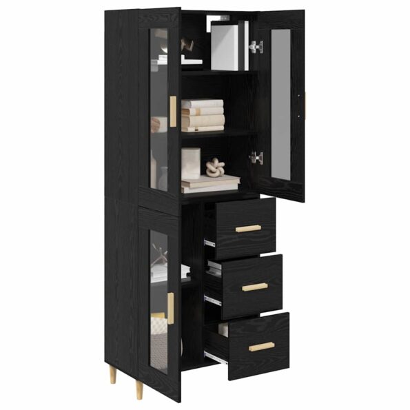 vidaXL Highboard Čierny dub 69,5 x 34 x 180 cm Kompozitné drevo – Obrázok 3