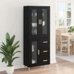 vidaXL Highboard Čierny dub 69,5 x 34 x 180 cm Kompozitné drevo – Obrázok 4