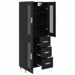 vidaXL Highboard Čierny dub 69,5 x 34 x 180 cm Kompozitné drevo – Obrázok 5