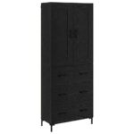 vidaXL Highboard so zásuvkou 2 pcs Čierny dub Kompozitné drevo – Obrázok 2