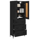 vidaXL Highboard so zásuvkou 2 pcs Čierny dub Kompozitné drevo – Obrázok 3