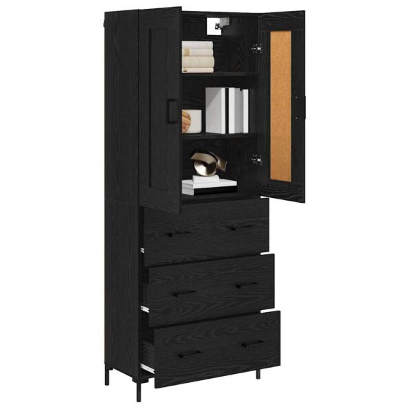 vidaXL Highboard so zásuvkou 2 pcs Čierny dub Kompozitné drevo – Obrázok 3