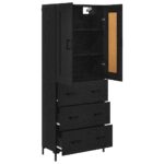 vidaXL Highboard so zásuvkou 2 pcs Čierny dub Kompozitné drevo – Obrázok 5