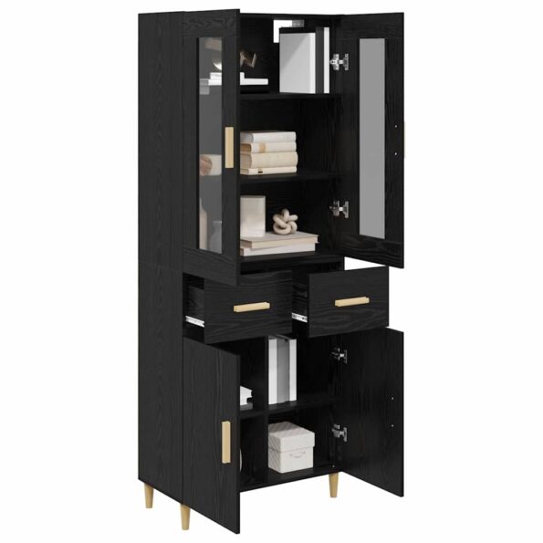 vidaXL Highboard Nástenný 2 pcs Čierny dub Kompozitné drevo – Obrázok 3