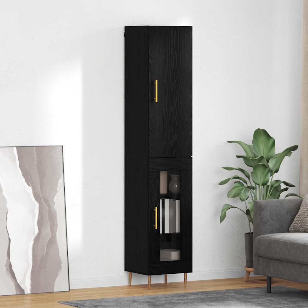 3416119_1.jpg vidaXL Highboard 2 pcs Čierny dub Kompozitné drevo – Obrázok 1