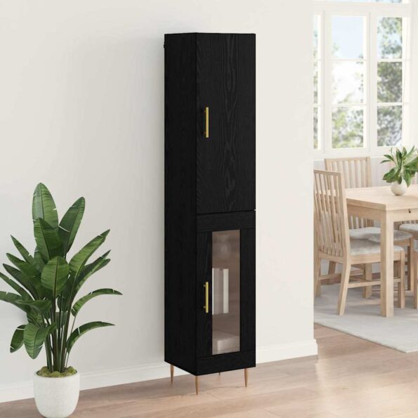 vidaXL Highboard 2 pcs Čierny dub Kompozitné drevo – Obrázok 4