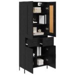 vidaXL Highboard so zásuvkou 2 pcs Čierny dub Kompozitné drevo – Obrázok 3