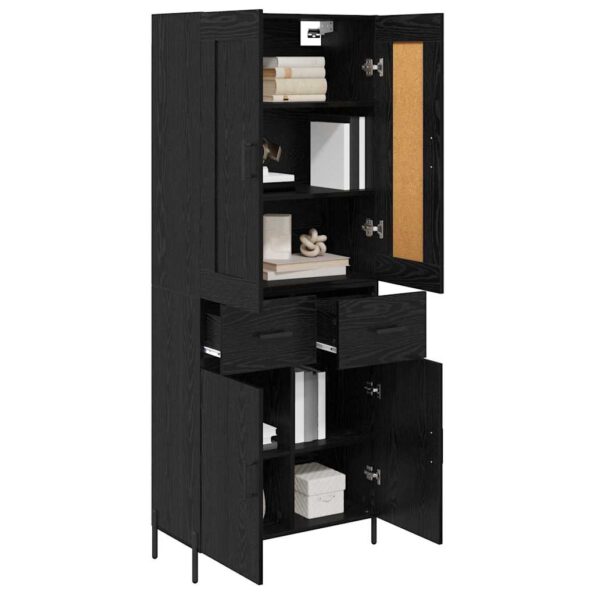 vidaXL Highboard so zásuvkou 2 pcs Čierny dub Kompozitné drevo – Obrázok 3