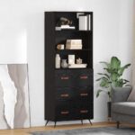 vidaXL Highboard Čierny dub 69,5 x 34 x 180 cm Kompozitné drevo