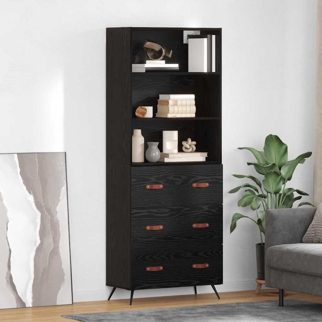 3416126_1.jpg vidaXL Highboard Čierny dub 69,5 x 34 x 180 cm Kompozitné drevo – Obrázok 1