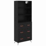 vidaXL Highboard Čierny dub 69,5 x 34 x 180 cm Kompozitné drevo – Obrázok 2