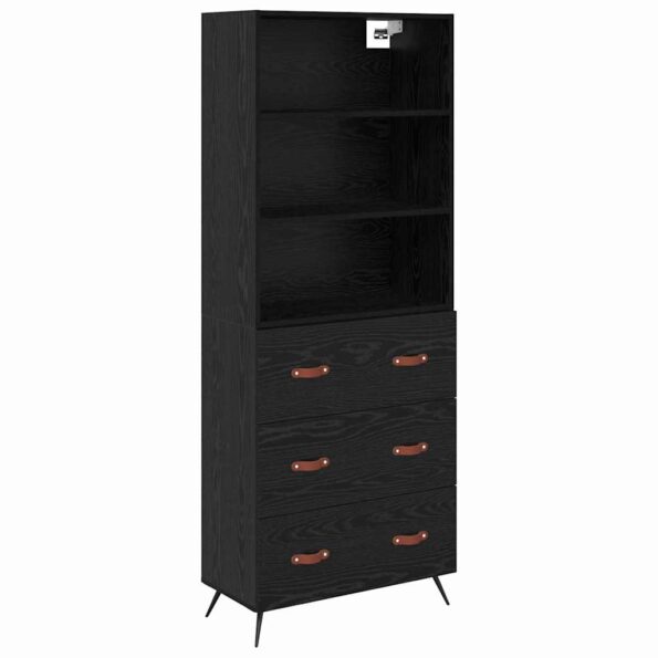 vidaXL Highboard Čierny dub 69,5 x 34 x 180 cm Kompozitné drevo – Obrázok 2
