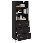 vidaXL Highboard Čierny dub 69,5 x 34 x 180 cm Kompozitné drevo – Obrázok 3