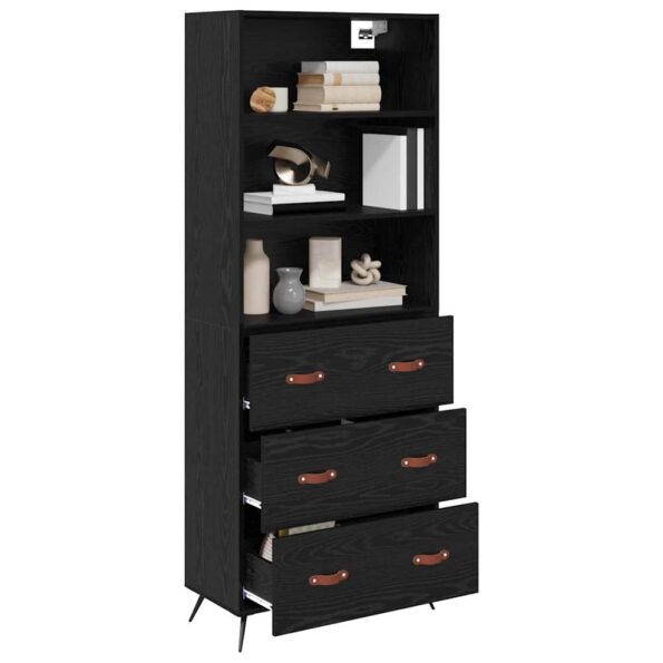 vidaXL Highboard Čierny dub 69,5 x 34 x 180 cm Kompozitné drevo – Obrázok 3