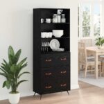 vidaXL Highboard Čierny dub 69,5 x 34 x 180 cm Kompozitné drevo – Obrázok 4