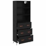 vidaXL Highboard Čierny dub 69,5 x 34 x 180 cm Kompozitné drevo – Obrázok 5
