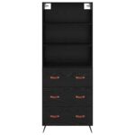 vidaXL Highboard Čierny dub 69,5 x 34 x 180 cm Kompozitné drevo – Obrázok 8