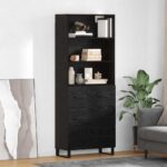 vidaXL Highboard so zásuvkou 2 pcs Čierny dub Kompozitné drevo