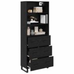 vidaXL Highboard so zásuvkou 2 pcs Čierny dub Kompozitné drevo – Obrázok 3