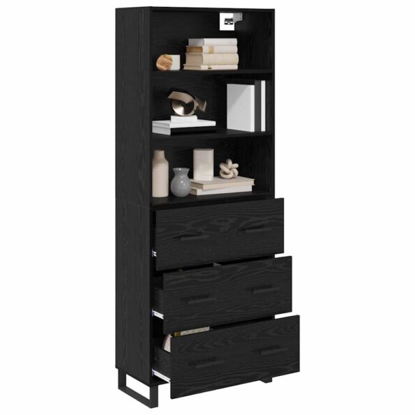 vidaXL Highboard so zásuvkou 2 pcs Čierny dub Kompozitné drevo – Obrázok 3