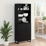 vidaXL Highboard so zásuvkou 2 pcs Čierny dub Kompozitné drevo – Obrázok 4
