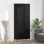 vidaXL Highboard Čierny dub 69,5 x 34 x 180 cm Kompozitné drevo
