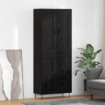 vidaXL Highboard Čierny dub 69,5 x 34 x 180 cm Kompozitné drevo