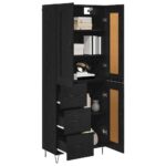 vidaXL Highboard Čierny dub 69,5 x 34 x 180 cm Kompozitné drevo – Obrázok 3
