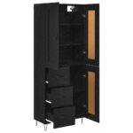 vidaXL Highboard Čierny dub 69,5 x 34 x 180 cm Kompozitné drevo – Obrázok 5