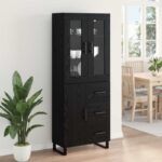 vidaXL Highboard 2 pcs Čierny dub Drevovláknitá doska a sklo – Obrázok 4