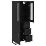 vidaXL Highboard 2 pcs Čierny dub Drevovláknitá doska a sklo – Obrázok 5