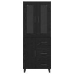 vidaXL Highboard 2 pcs Čierny dub Drevovláknitá doska a sklo – Obrázok 8