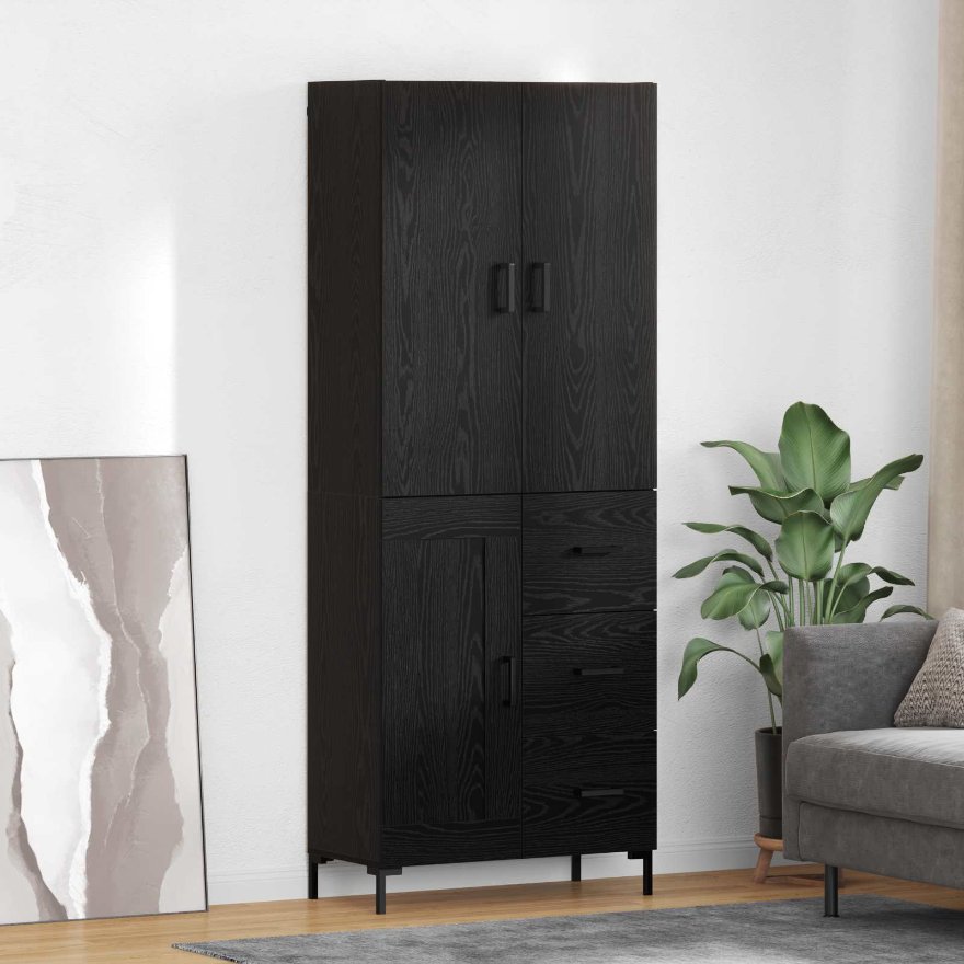 3416137_1.jpg vidaXL Highboard Čierny dub 69,5 x 34 x 180 cm Kompozitné drevo – Obrázok 1