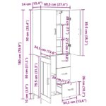 vidaXL Highboard Čierny dub 69,5 x 34 x 180 cm Kompozitné drevo – Obrázok 13