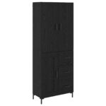vidaXL Highboard Čierny dub 69,5 x 34 x 180 cm Kompozitné drevo – Obrázok 2