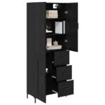 vidaXL Highboard Čierny dub 69,5 x 34 x 180 cm Kompozitné drevo – Obrázok 3