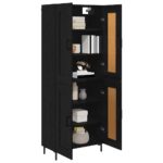 vidaXL Highboard 2 pcs Čierny dub Kompozitné drevo – Obrázok 3