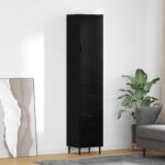vidaXL Highboard Čierny dub 34,5 x 34 x 180 cm Kompozitné drevo