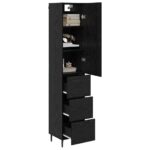 vidaXL Highboard Čierny dub 34,5 x 34 x 180 cm Kompozitné drevo – Obrázok 3