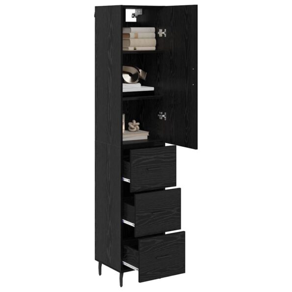 vidaXL Highboard Čierny dub 34,5 x 34 x 180 cm Kompozitné drevo – Obrázok 3
