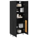 vidaXL Highboard 2 pcs Čierny dub Drevovláknitá doska a sklo – Obrázok 3