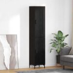 vidaXL Highboard Čierny dub 34,5 x 34 x 180 cm Kompozitné drevo