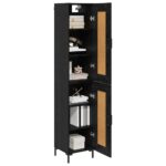 vidaXL Highboard Čierny dub 34,5 x 34 x 180 cm Kompozitné drevo – Obrázok 3