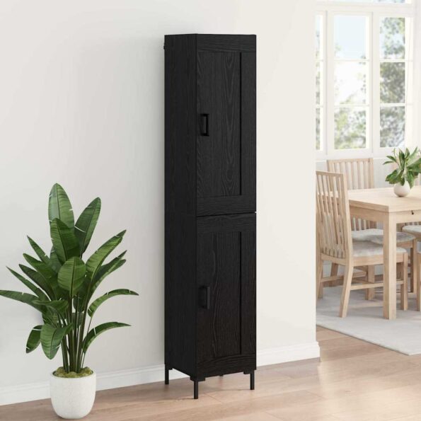 vidaXL Highboard Čierny dub 34,5 x 34 x 180 cm Kompozitné drevo – Obrázok 4